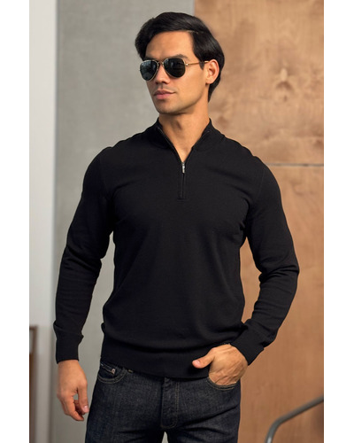 Чёрный джемпер Loro Piana Zip Neck