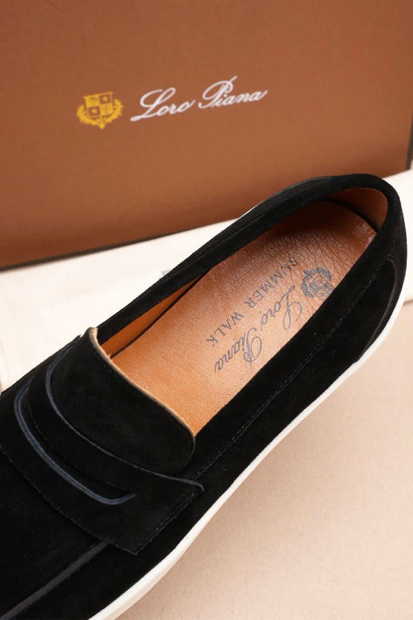 Замшевые лоферы Loro Piana Summer Walk - Black
