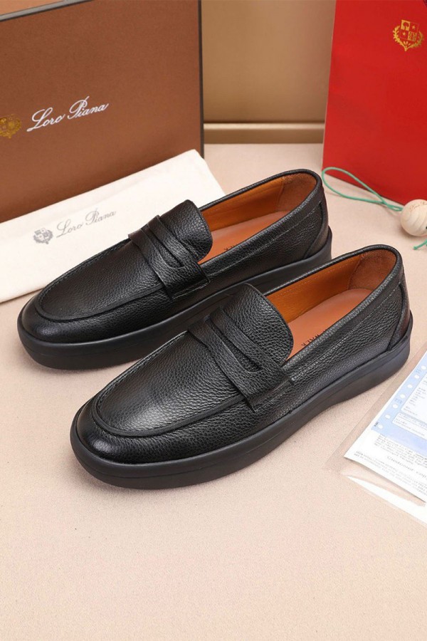 Кожаные лоферы Loro Piana Summer Walk - Black