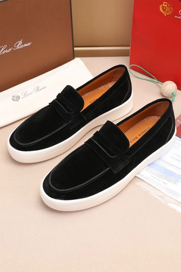 Замшевые лоферы Loro Piana Summer Walk - Black