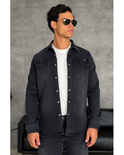 Джинсовая рубашка Loro Piana чёрного цвета