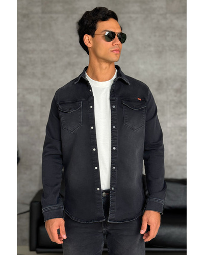 Джинсовая рубашка Loro Piana чёрного цвета