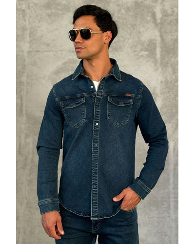 Джинсовая рубашка Loro Piana тёмно-синего цвета