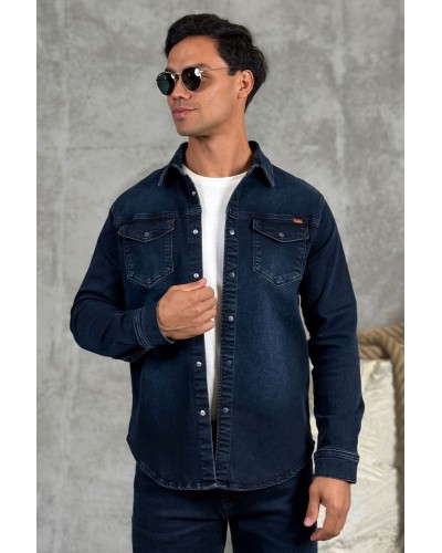 Джинсовая рубашка Loro Piana тёмно-синего цвета