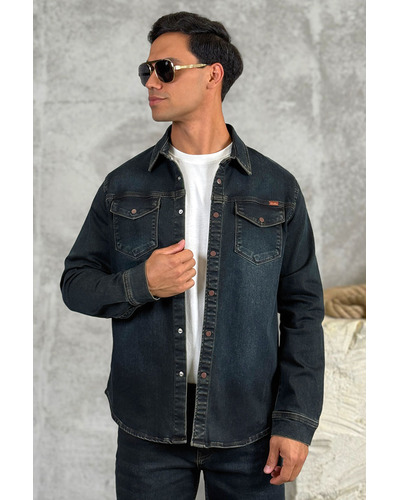 Джинсовая рубашка Loro Piana тёмно-синего цвета