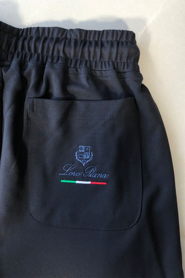 Мужские тёмно-синие штаны Loro Piana logo-embroidered