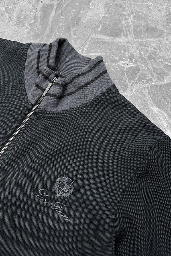 Кофта на молнии Loro Piana logo-embroidered - Black