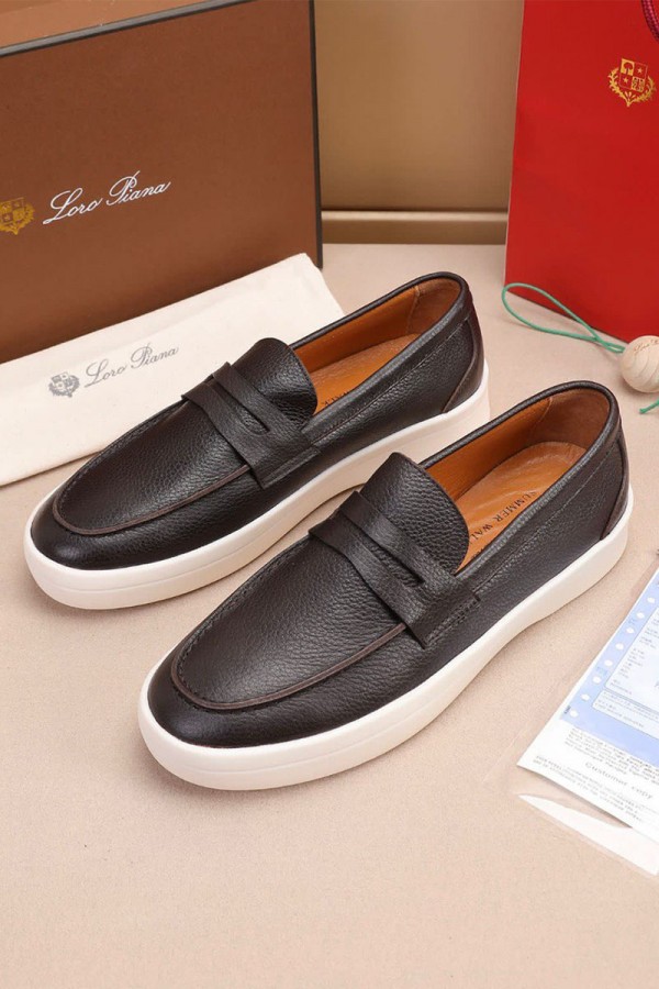 Кожаные лоферы Loro Piana Summer Walk - Brown