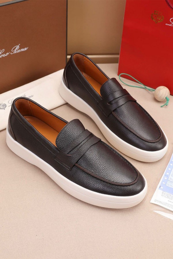 Кожаные лоферы Loro Piana Summer Walk - Brown