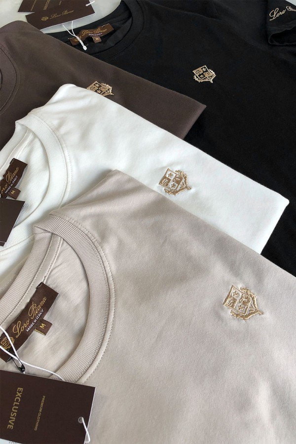 Чёрная мужская футболка Loro Piana embroidered logo