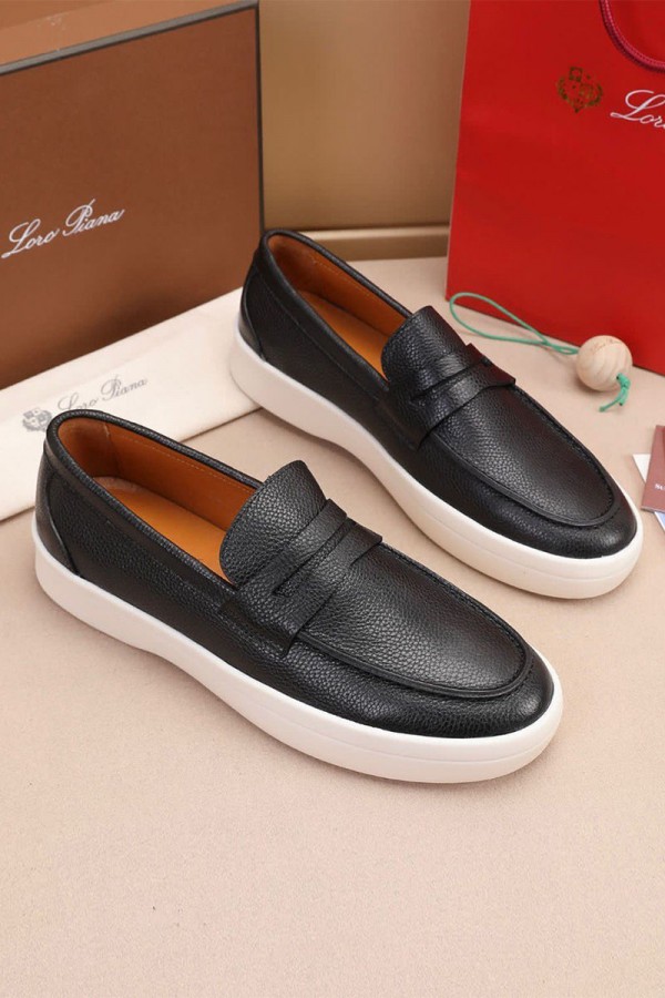 Кожаные лоферы Loro Piana Summer Walk - Black