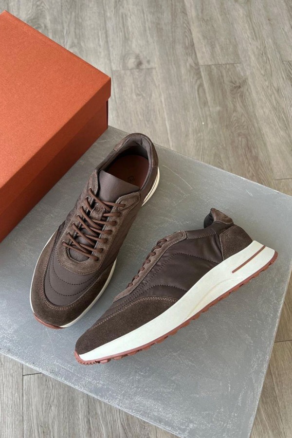 Замшевые кроссовки Loro Piana Week End Walk - Brown