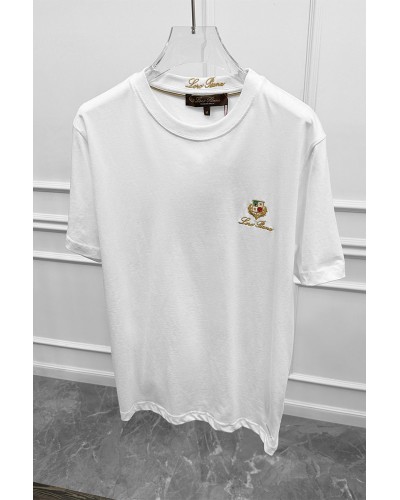 Футболка белого цвета Loro Piana logo-embroidered
