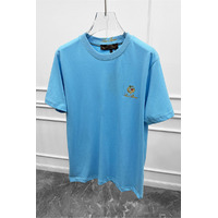 Футболка голубого цвета Loro Piana logo-embroidered