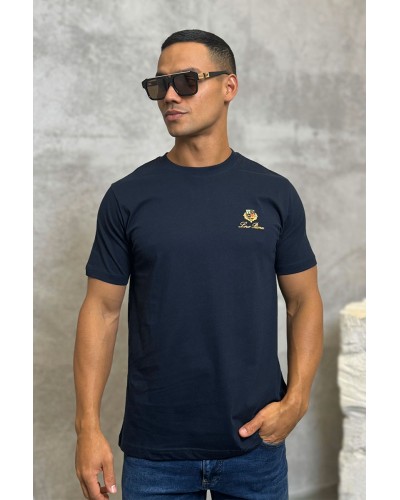 Футболка синего цвета Loro Piana logo-embroidered