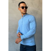 Голубой джемпер Loro Piana Zip Neck