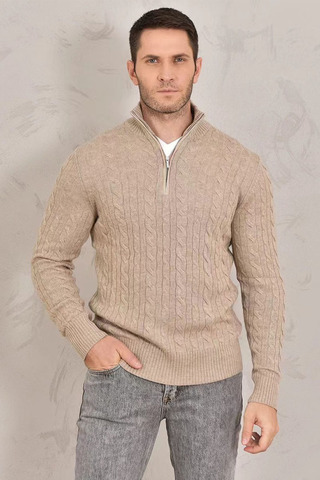 Кашемировый свитер Loro Piana Premium zip-neck - Beige