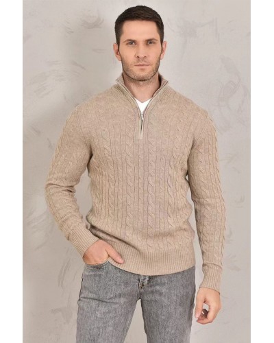 Кашемировый свитер Loro Piana Premium zip-neck - Beige