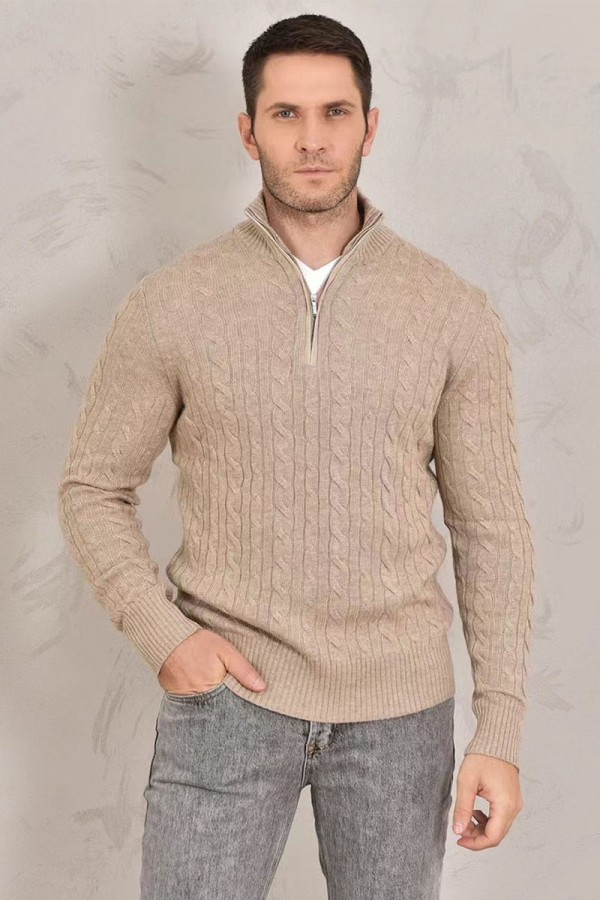 Кашемировый свитер Loro Piana Premium zip-neck - Beige