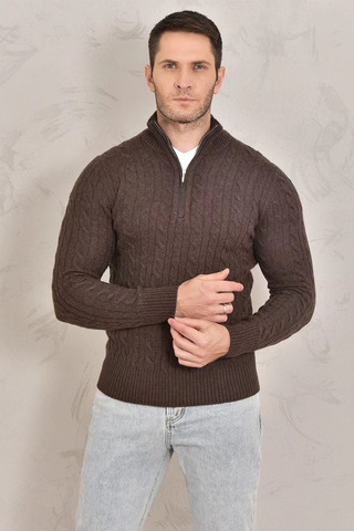 Кашемировый свитер Loro Piana Premium zip-neck - Brown