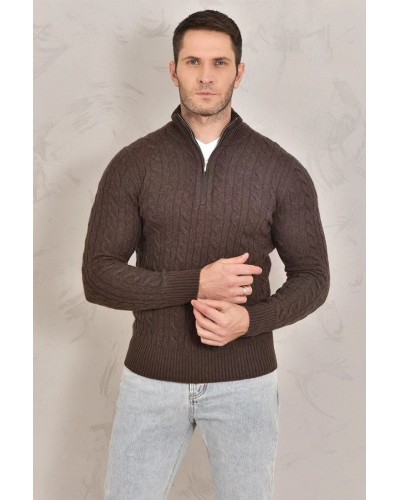 Кашемировый свитер Loro Piana Premium zip-neck - Brown