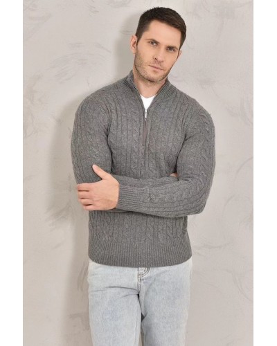 Кашемировый свитер Loro Piana Premium zip-neck - Dark Grey