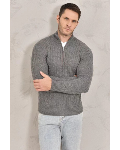 Кашемировый свитер Loro Piana Premium zip-neck - Dark Grey