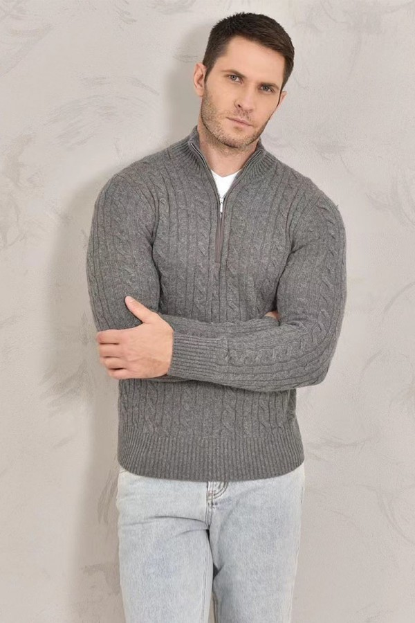 Кашемировый свитер Loro Piana Premium zip-neck - Dark Grey