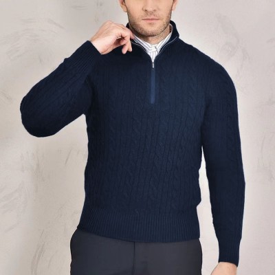 Кашемировый свитер Loro Piana Premium zip-neck - Navy