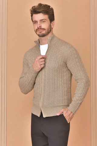 Кашемировый свитер Loro Piana Premium zip-up - Beige