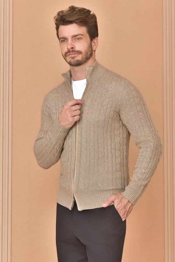 Кашемировый свитер Loro Piana Premium zip-up - Beige