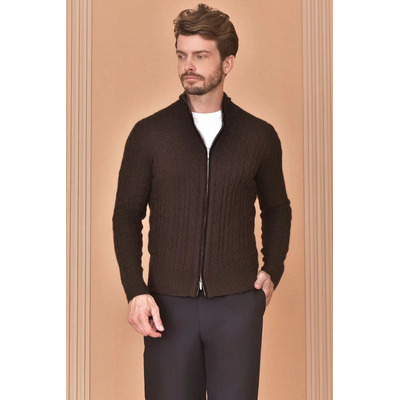 Кашемировый свитер Loro Piana Premium zip-up - Brown