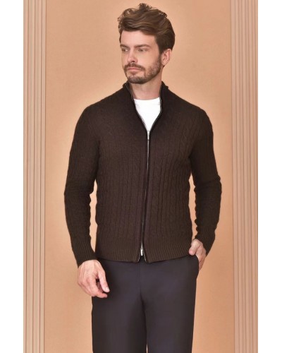 Кашемировый свитер Loro Piana Premium zip-up - Brown