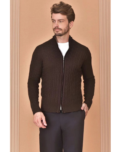 Кашемировый свитер Loro Piana Premium zip-up - Brown