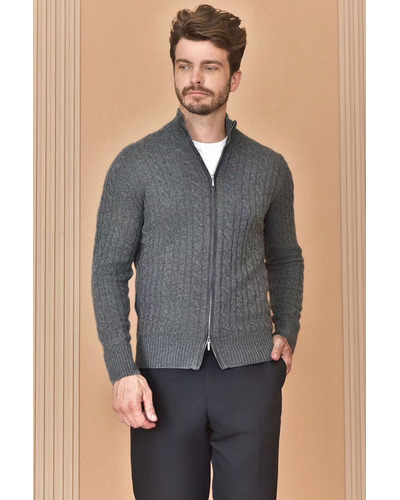 Кашемировый свитер Loro Piana Premium zip-up - Dark Grey