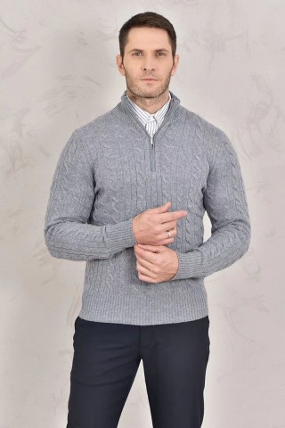 Кашемировый свитер Loro Piana Premium zip-neck - Grey