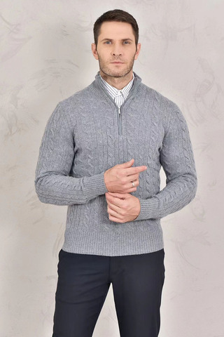 Кашемировый свитер Loro Piana Premium zip-neck - Grey