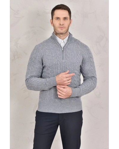 Кашемировый свитер Loro Piana Premium zip-neck - Grey