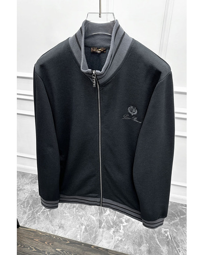 Кофта на молнии Loro Piana logo-embroidered - Black