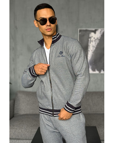 Кофта на молнии Loro Piana logo-embroidered - Blue / Grey