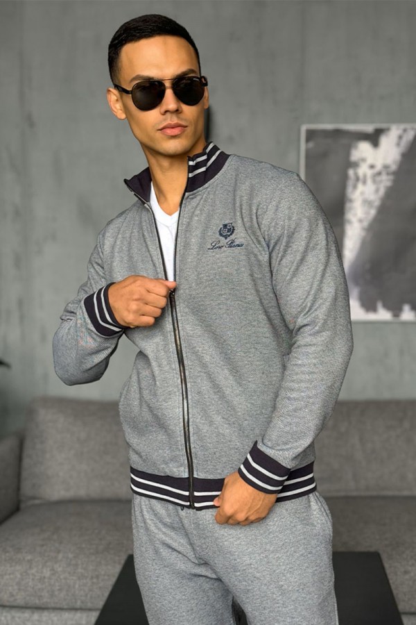 Кофта на молнии Loro Piana logo-embroidered - Blue / Grey