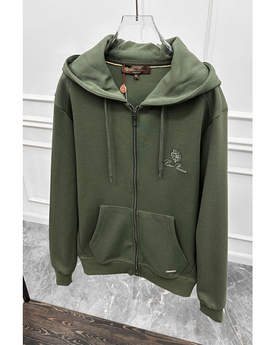Кофта на молнии Loro Piana logo-embroidered - Green