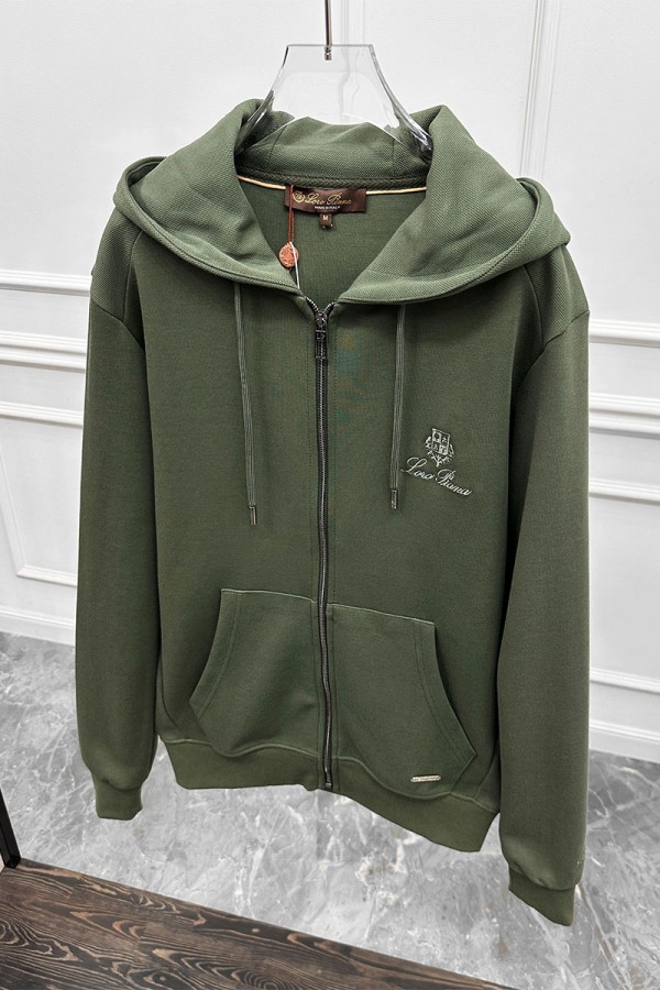 Кофта на молнии Loro Piana logo-embroidered - Green