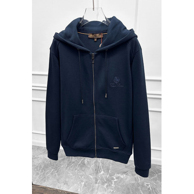 Кофта на молнии Loro Piana logo-embroidered - Navy