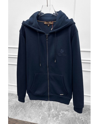 Кофта на молнии Loro Piana logo-embroidered - Navy