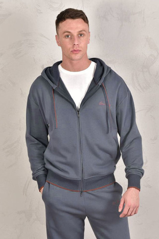Кофта на молнии Loro Piana Premium signature logo - Denim Blue