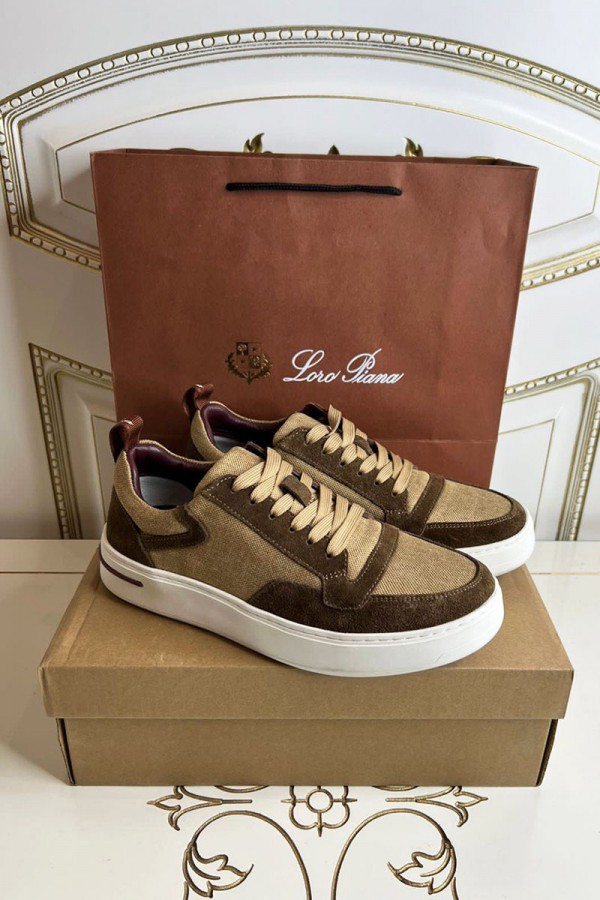 Комбинированные кроссовки Loro Piana Newport - Brown