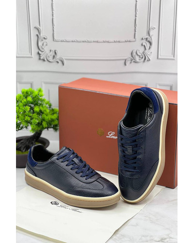 Кожаные кроссовки Loro Piana Tennis Walk - Navy
