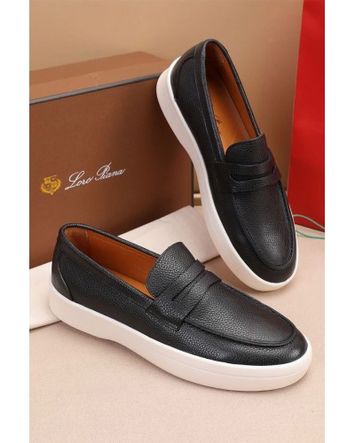 Кожаные лоферы Loro Piana Summer Walk - Black