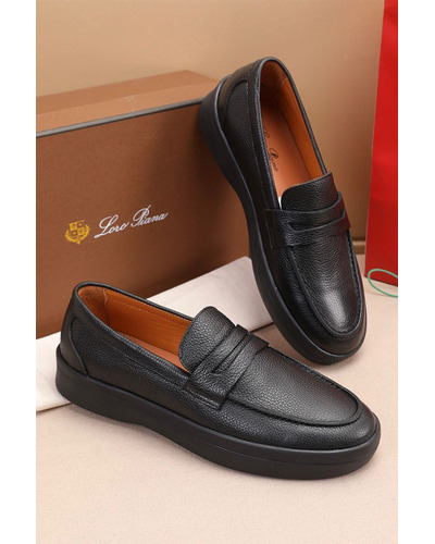 Кожаные лоферы Loro Piana Summer Walk - Black